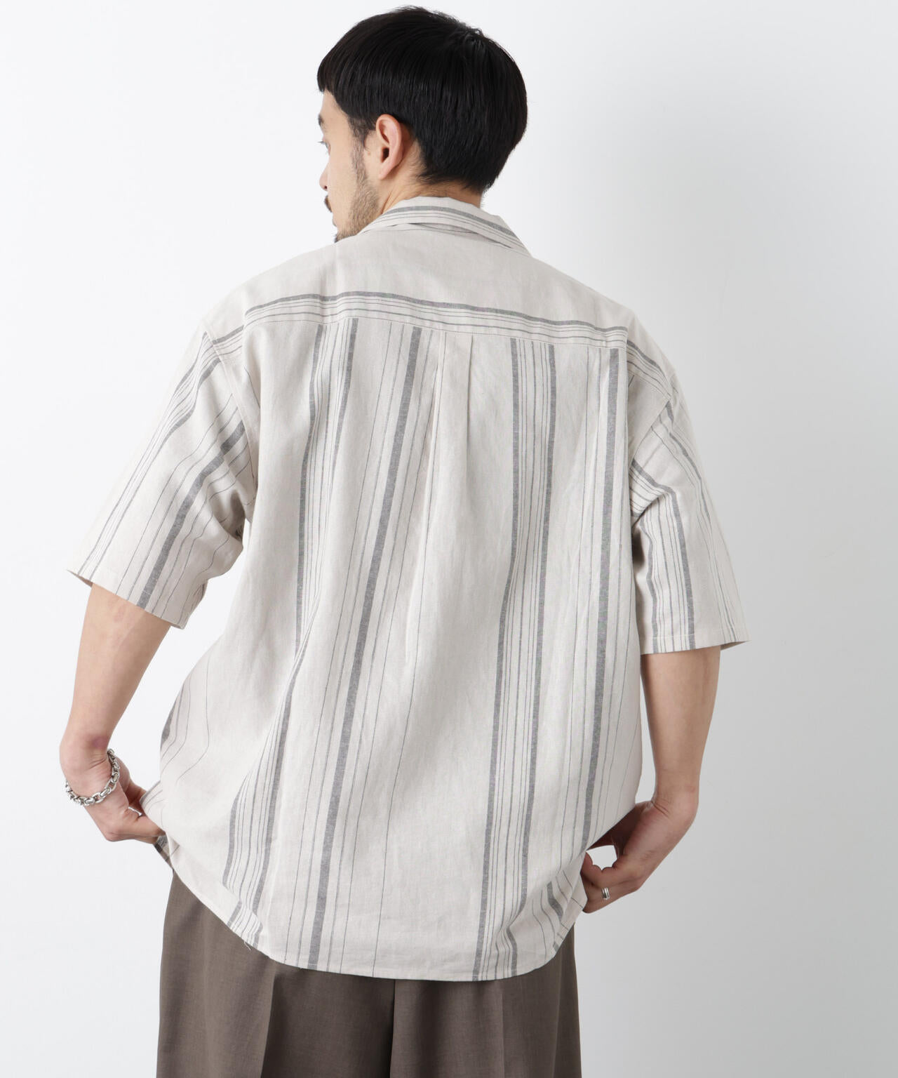 「FRENCH LINEN」 フライフロント半袖シャツ