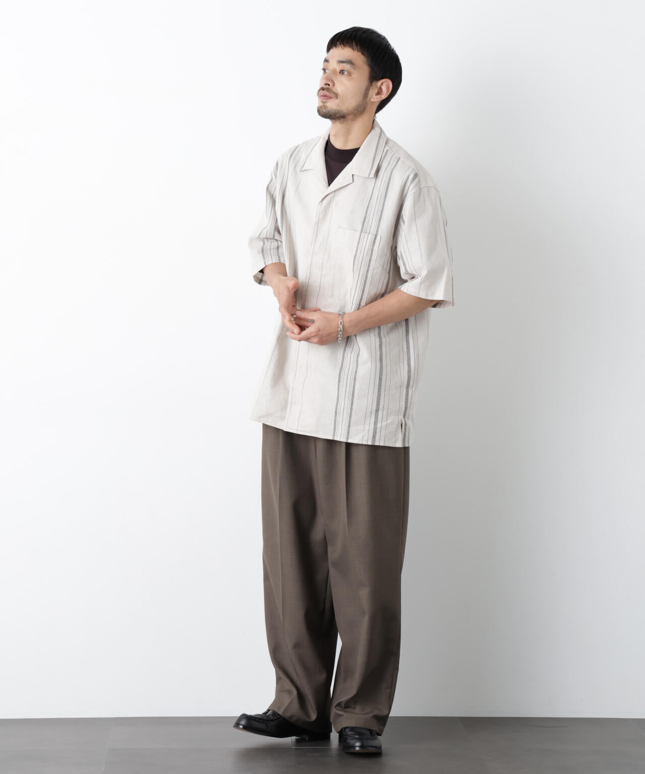 「FRENCH LINEN」 フライフロント半袖シャツ
