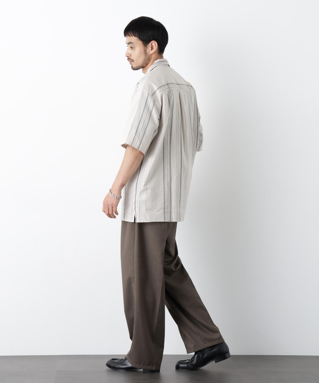 「FRENCH LINEN」 フライフロント半袖シャツ