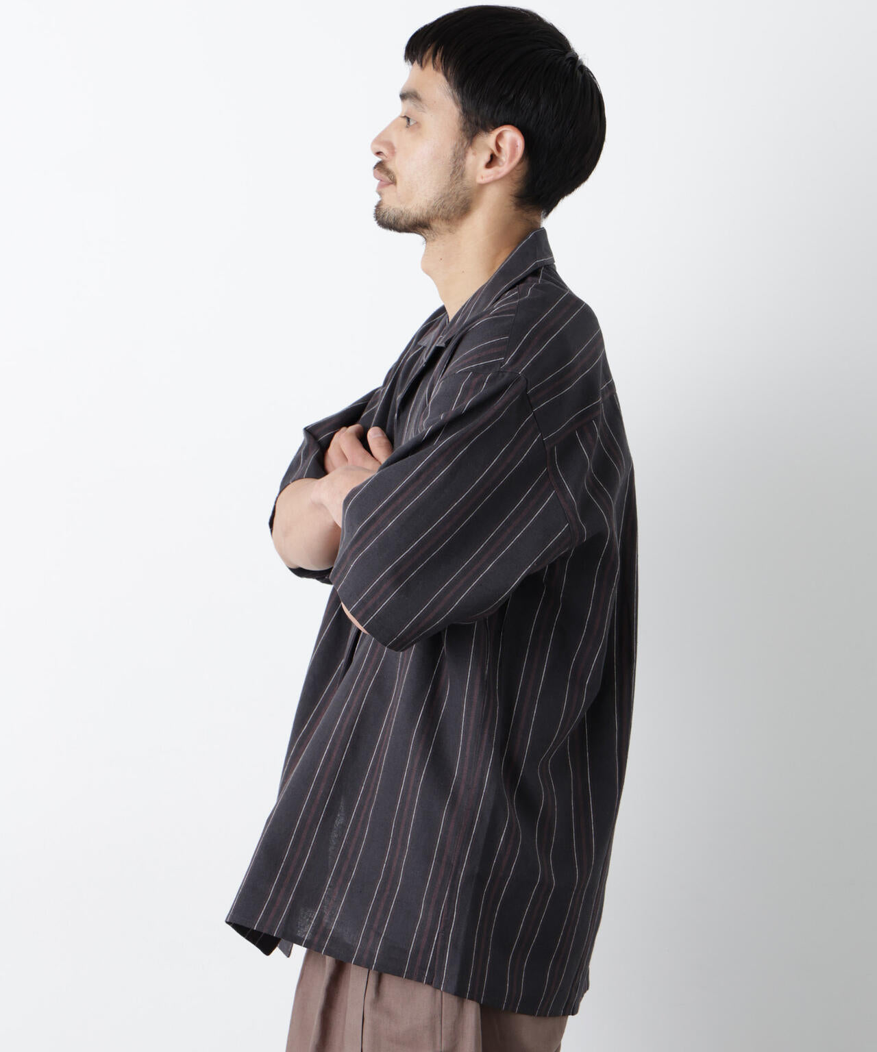 「FRENCH LINEN」 フライフロント半袖シャツ