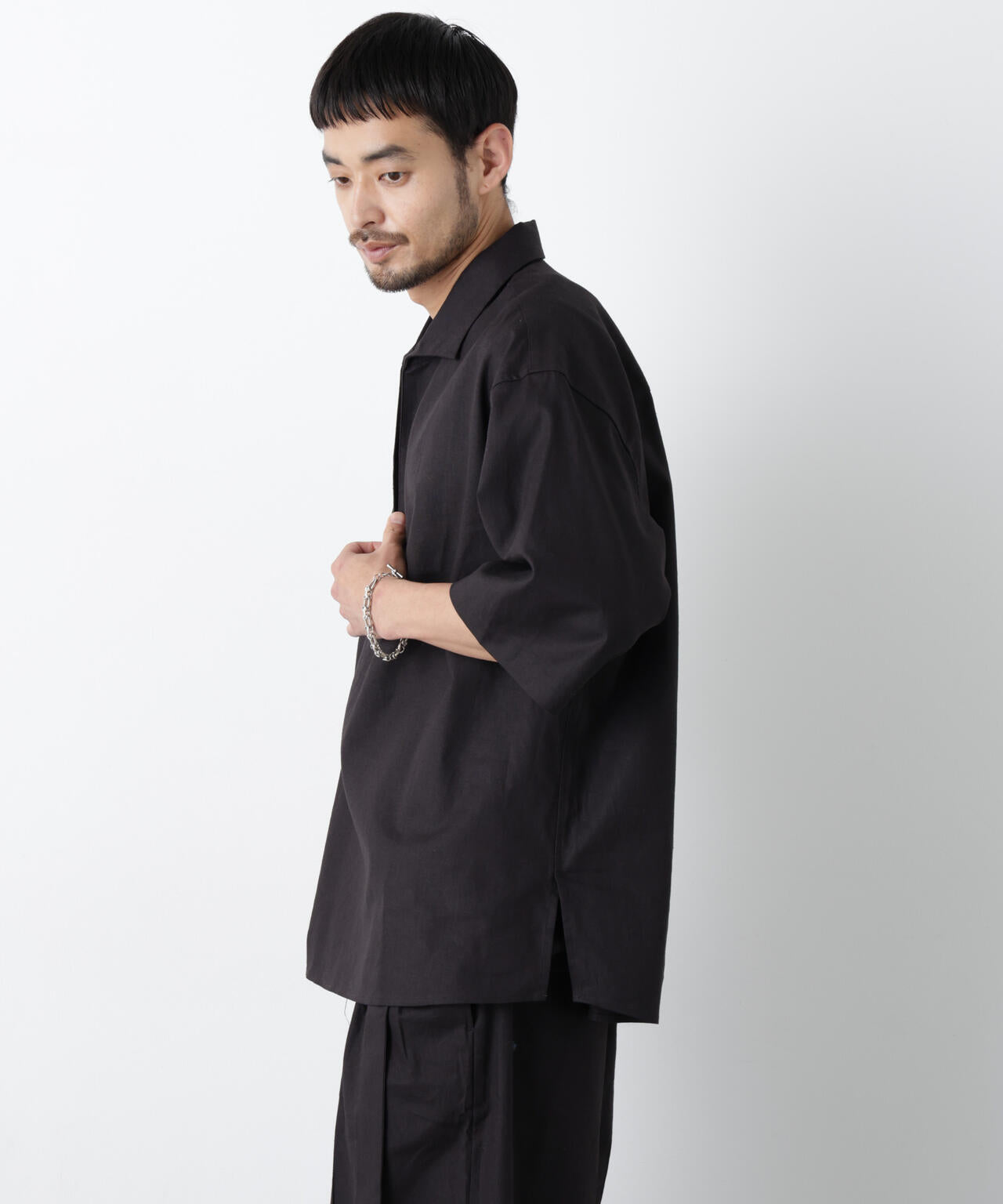 「FRENCH LINEN」イタリアンスキッパー半袖シャツ