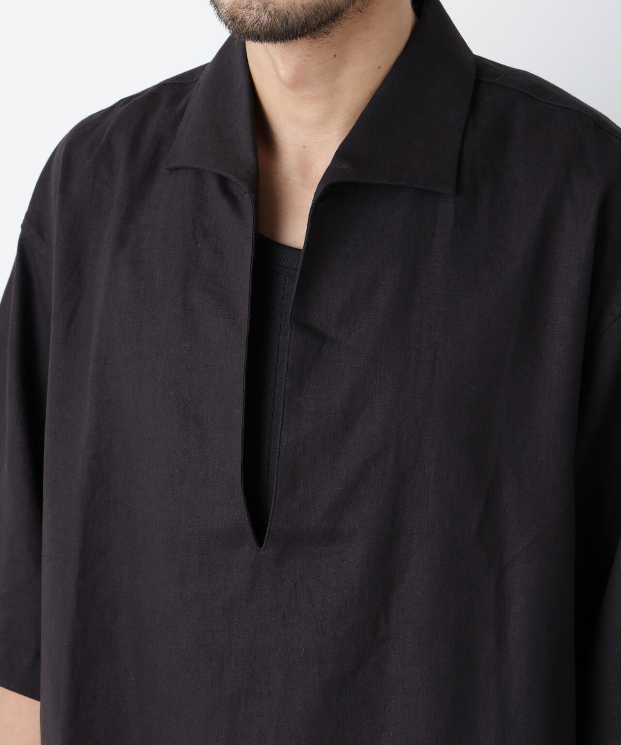 「FRENCH LINEN」イタリアンスキッパー半袖シャツ