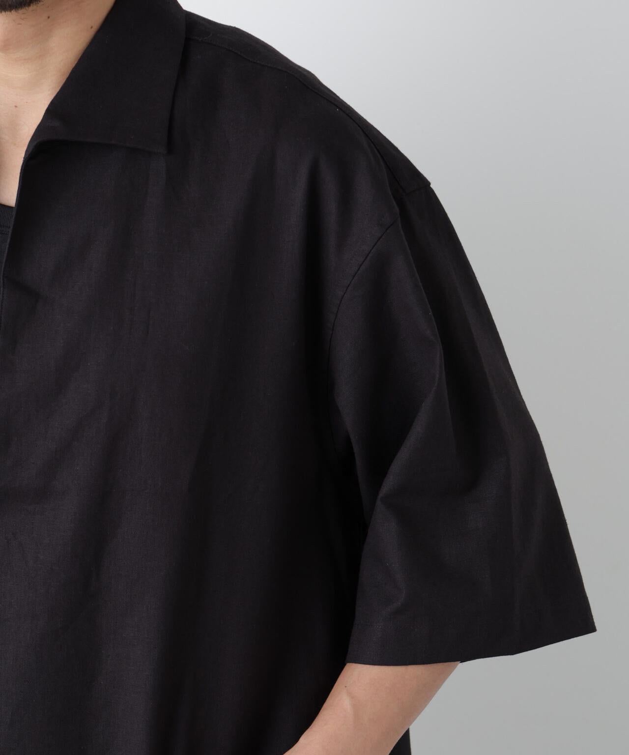 「FRENCH LINEN」イタリアンスキッパー半袖シャツ