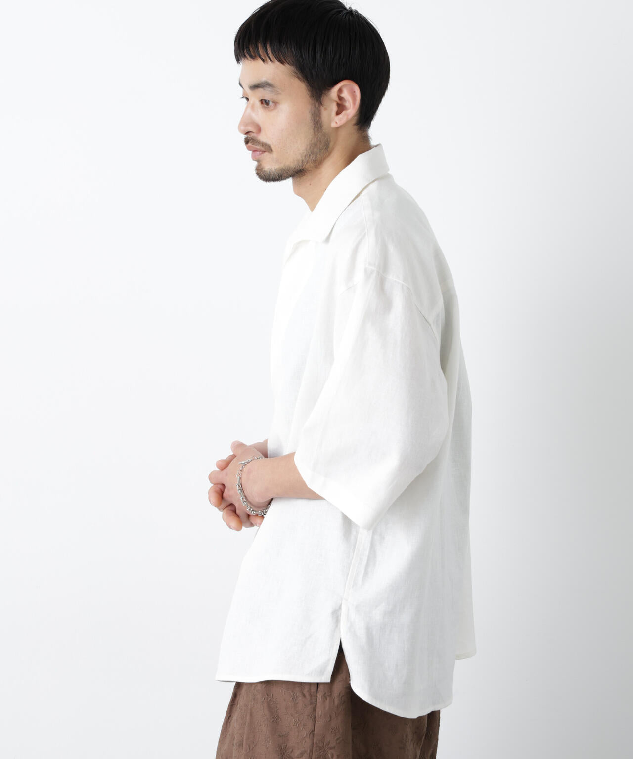 「FRENCH LINEN」イタリアンスキッパー半袖シャツ