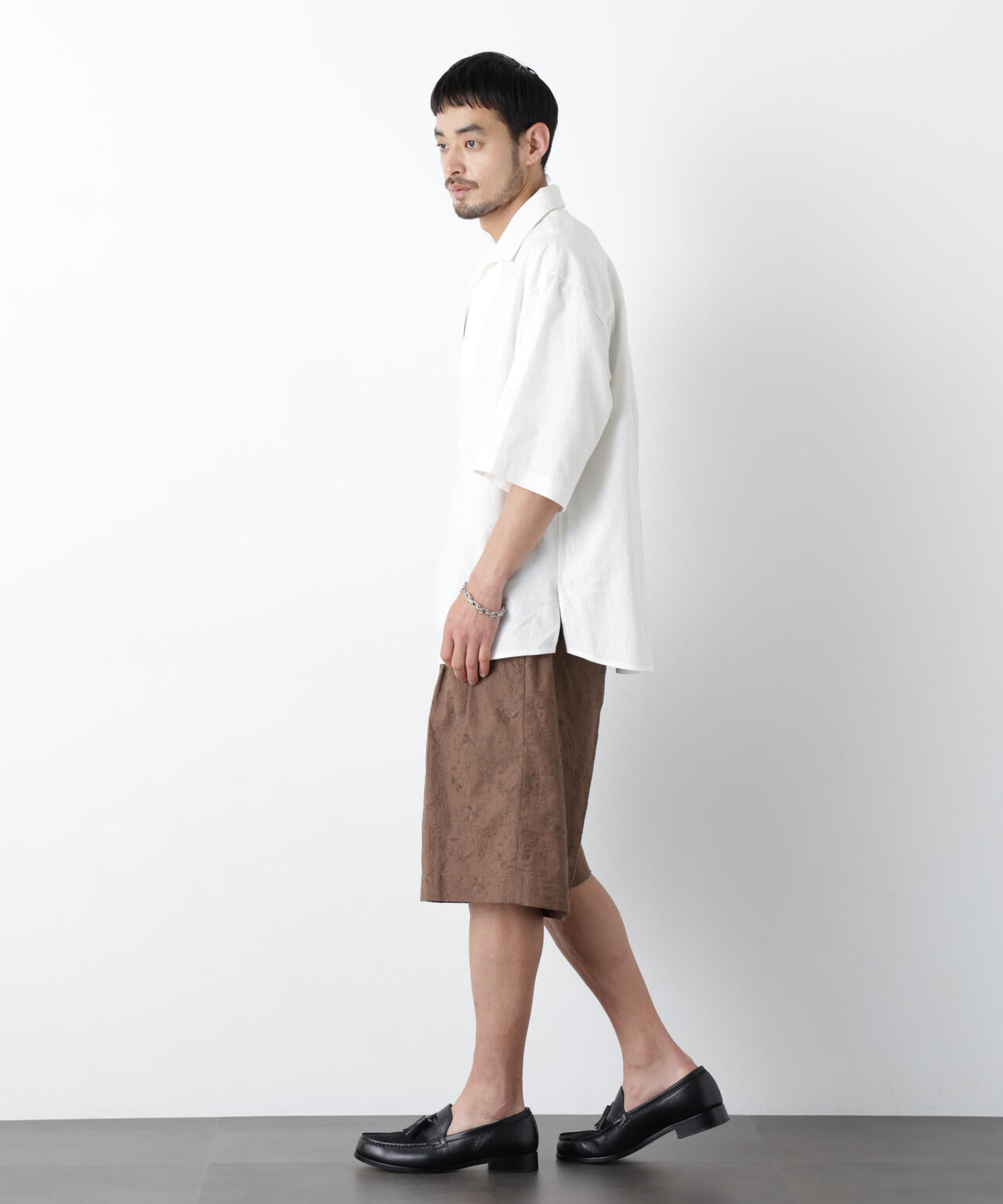 「FRENCH LINEN」イタリアンスキッパー半袖シャツ