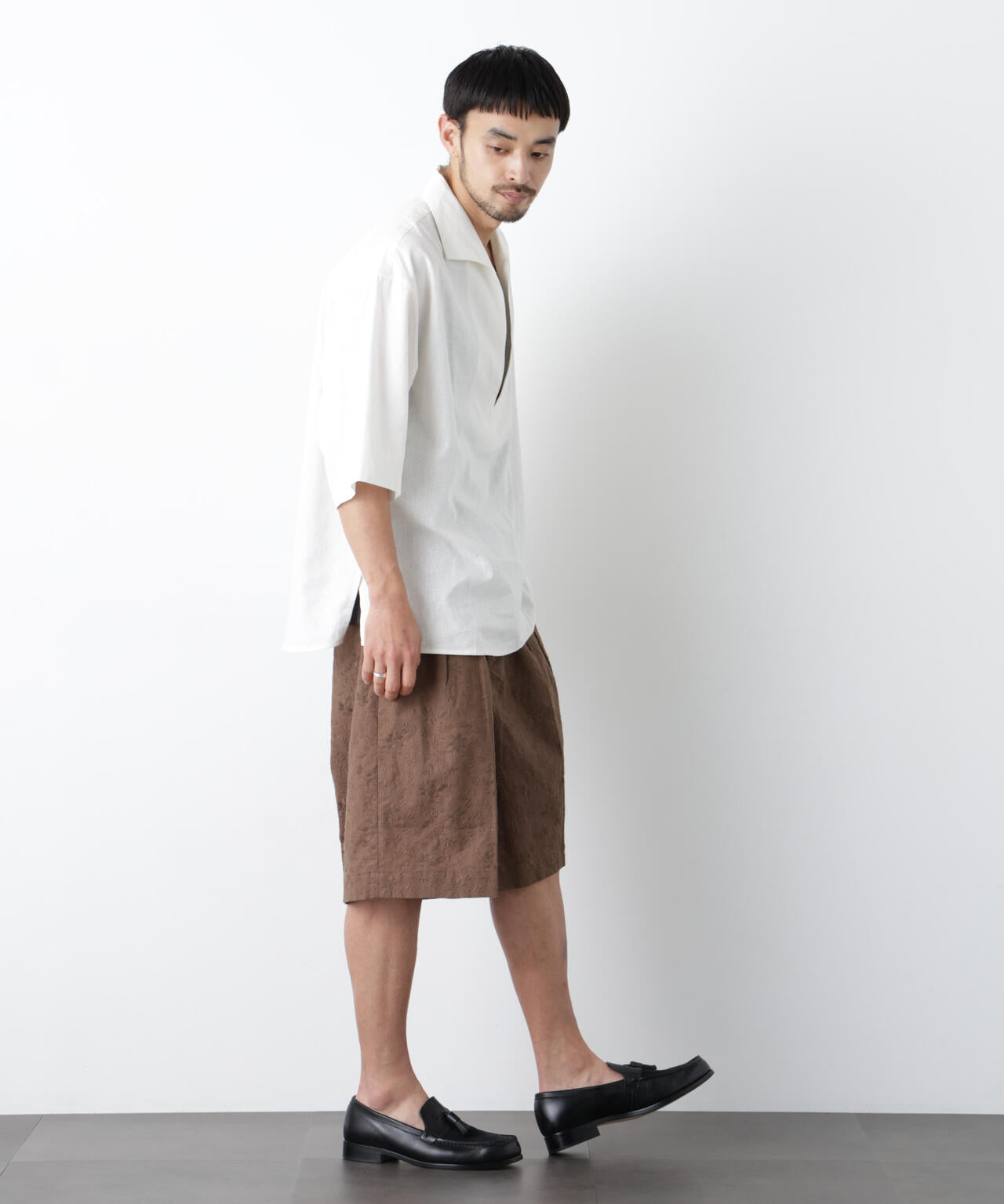 「FRENCH LINEN」イタリアンスキッパー半袖シャツ