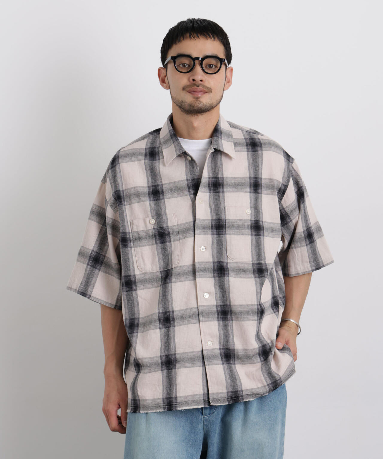 バスケットシアー オンブレーチェックシャツ