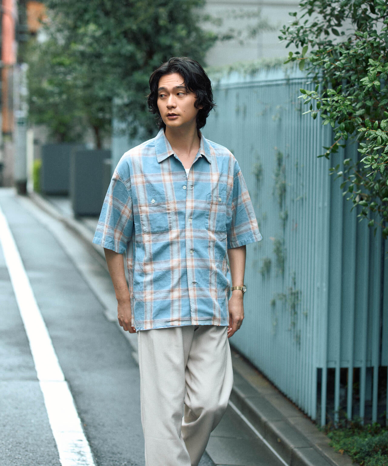 バスケットシアー オンブレーチェックシャツ