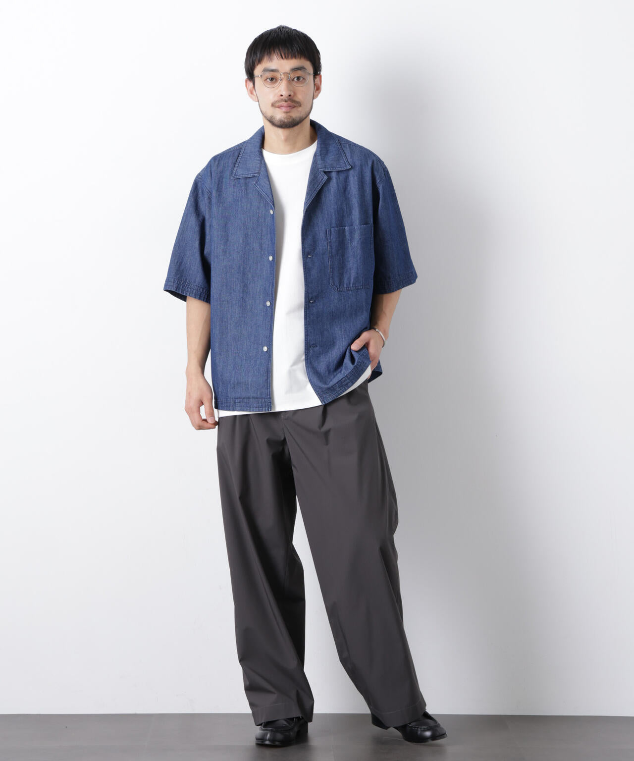 「OtoNANO」 デニムシャツ 半袖