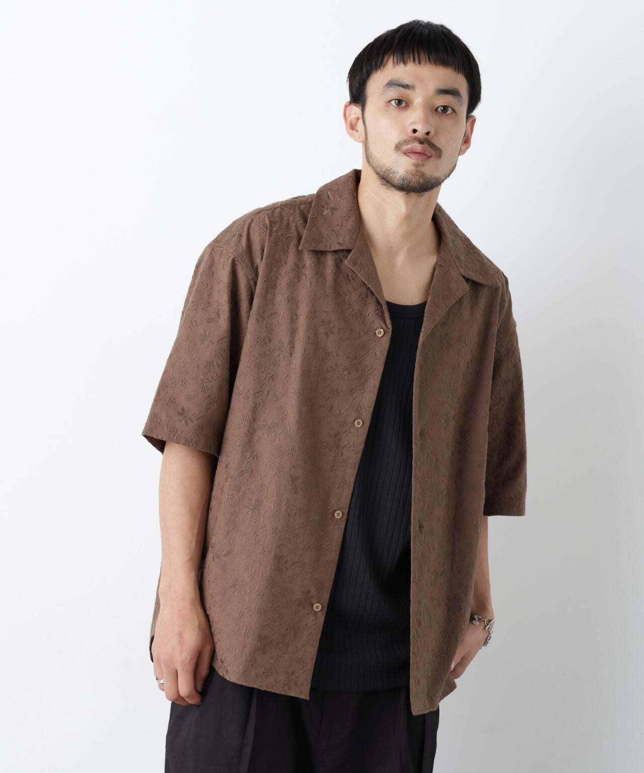 「OtoNANO」×masoret総柄刺繍シャツ(セットアップ可)