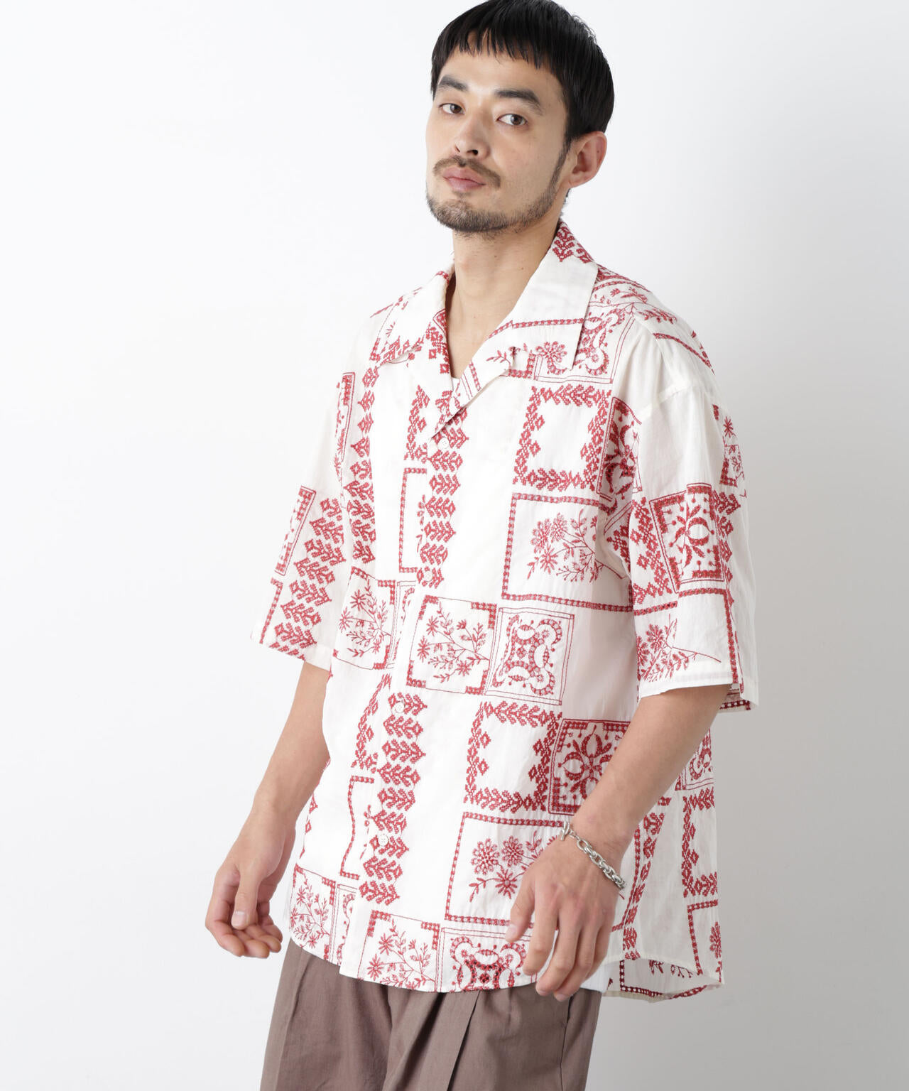 「OtoNANO」×masoret アイレット刺繍シャツ