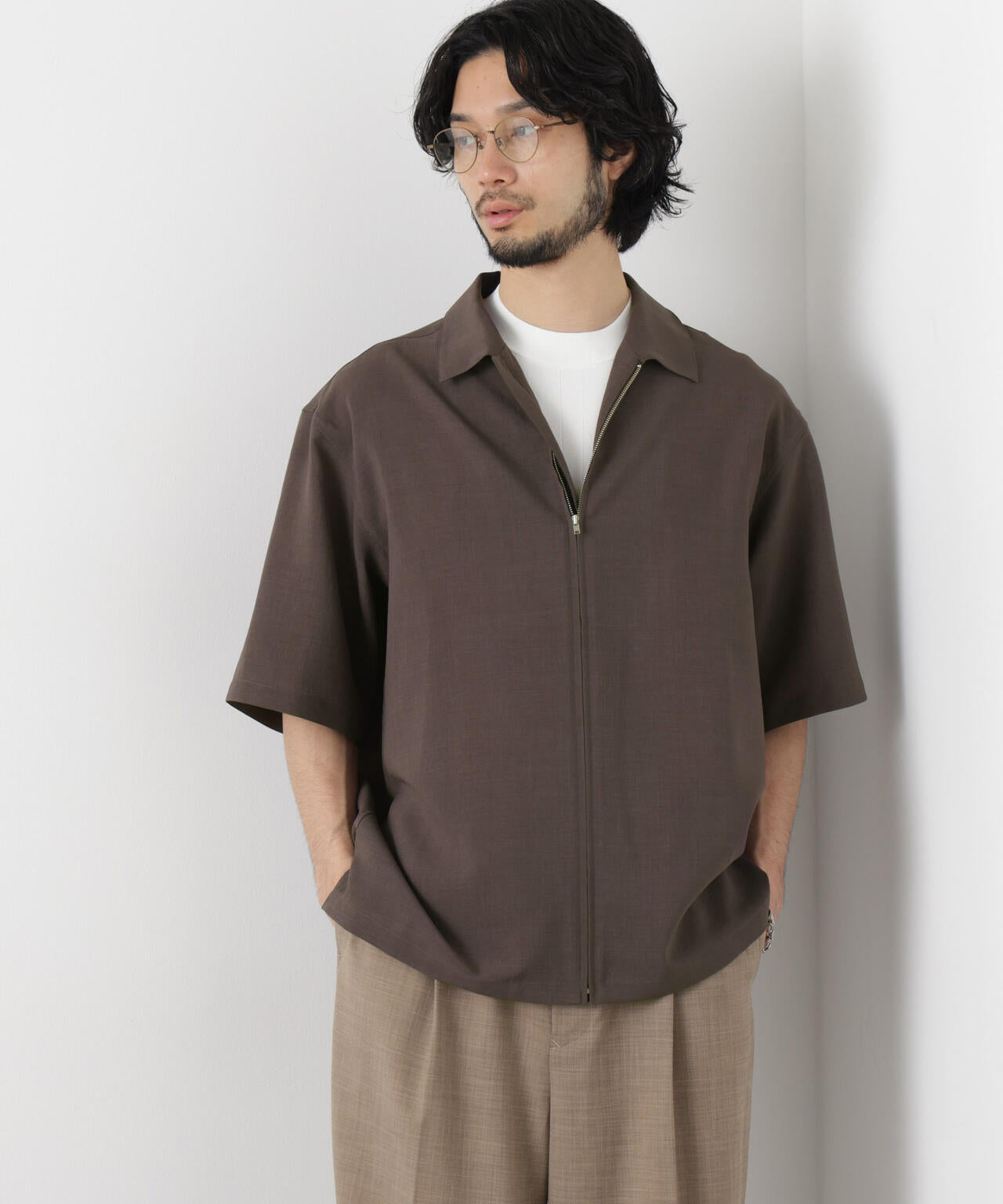 「メランジドライ」ZIPシャツブルゾン(セットアップ可)