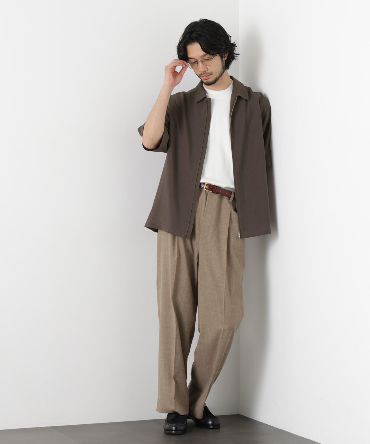 「メランジドライ」ZIPシャツブルゾン(セットアップ可)