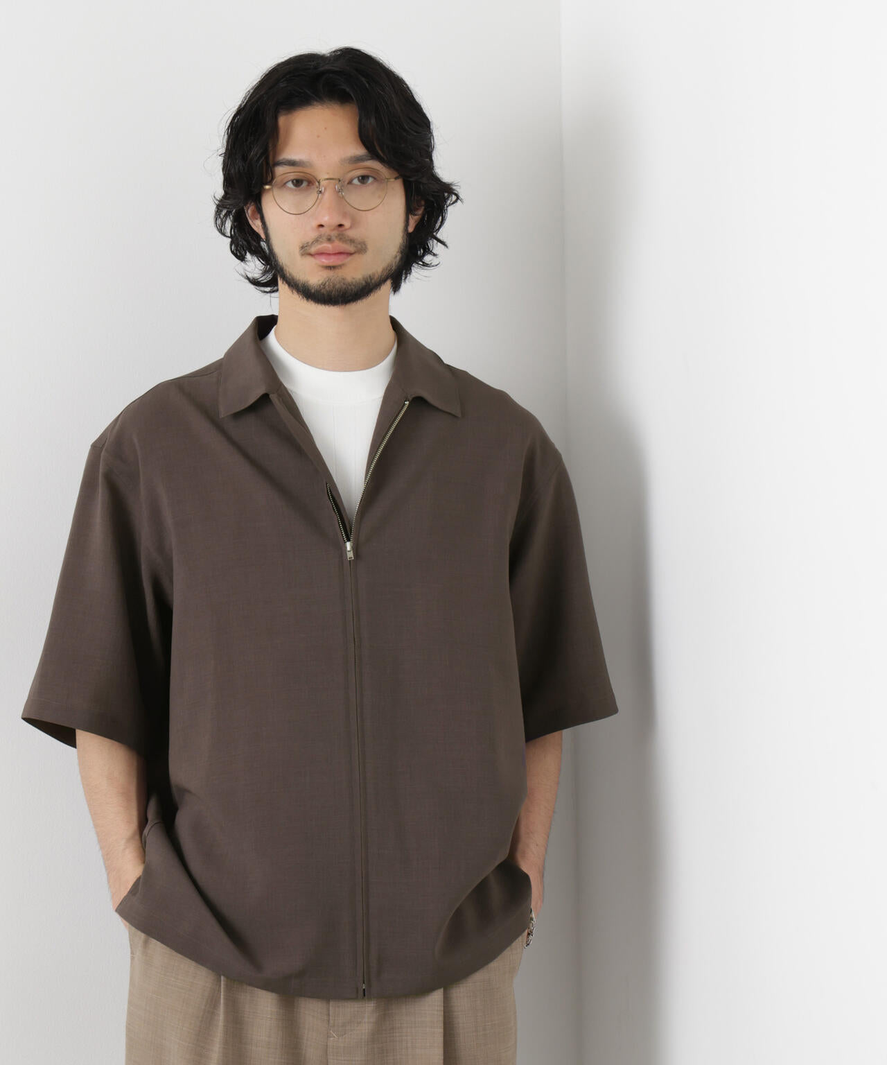 「メランジドライ」ZIPシャツブルゾン(セットアップ可)