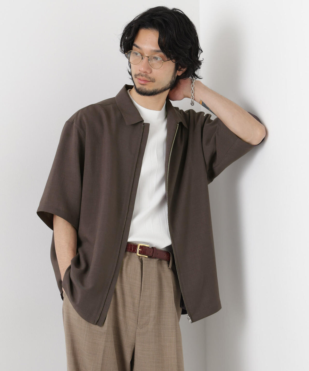 「メランジドライ」ZIPシャツブルゾン(セットアップ可)
