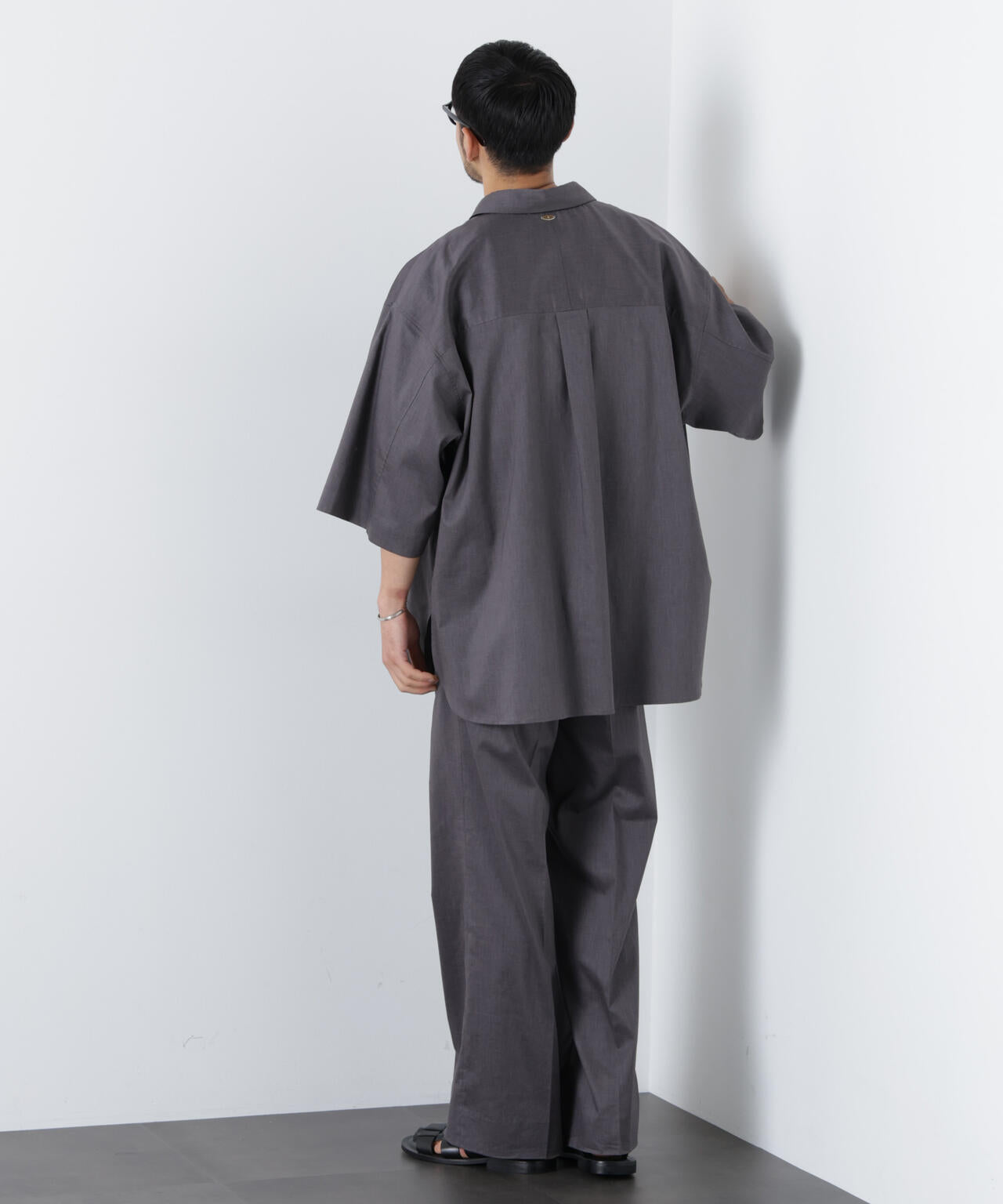 「ASSEMBLANC」リネンミックスハーフスリーブオーバーシャツ(セットアップ可)
