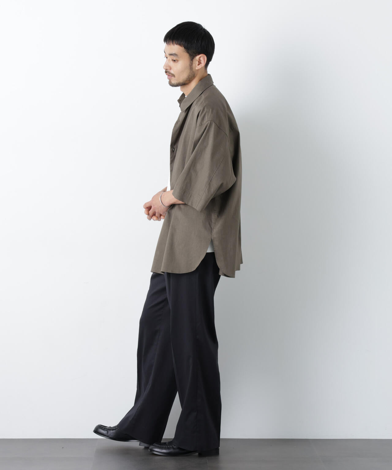 「ASSEMBLANC」リネンミックスハーフスリーブオーバーシャツ(セットアップ可)