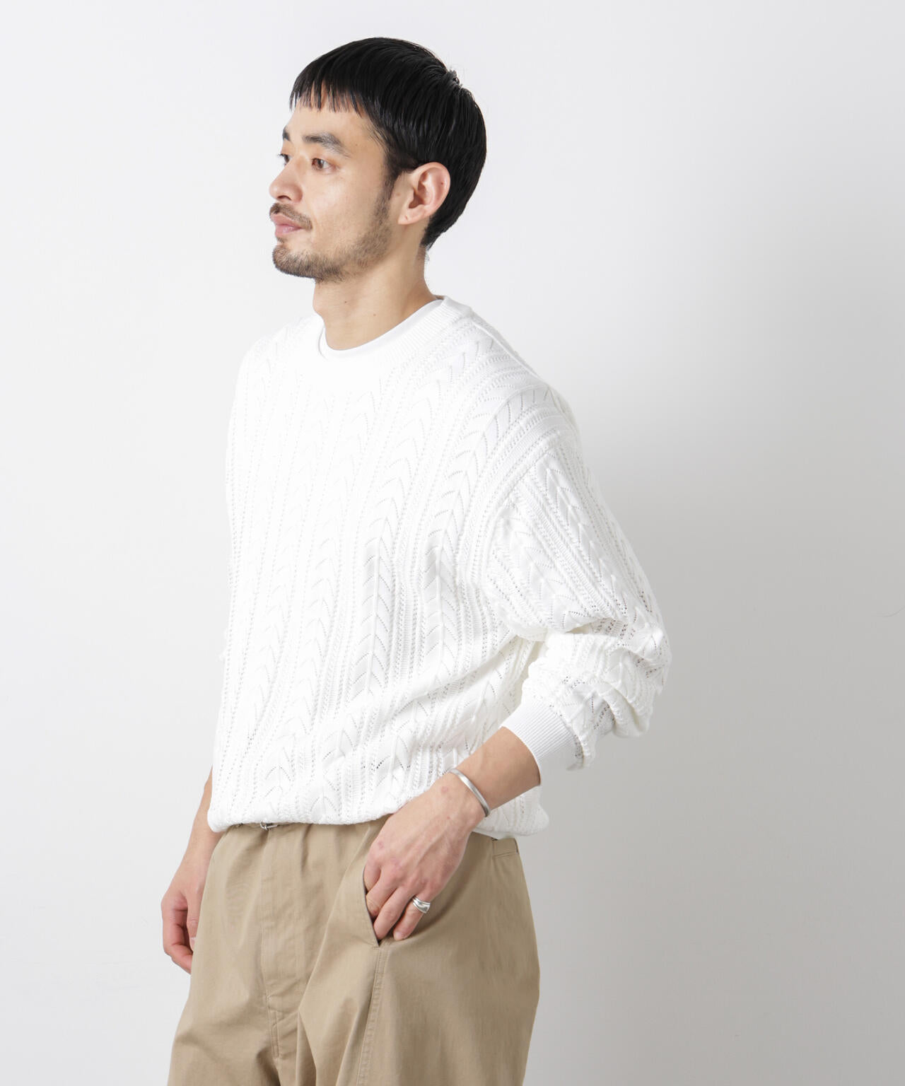 「ASSEMBLANC」コードヤーンシアーケーブルニット