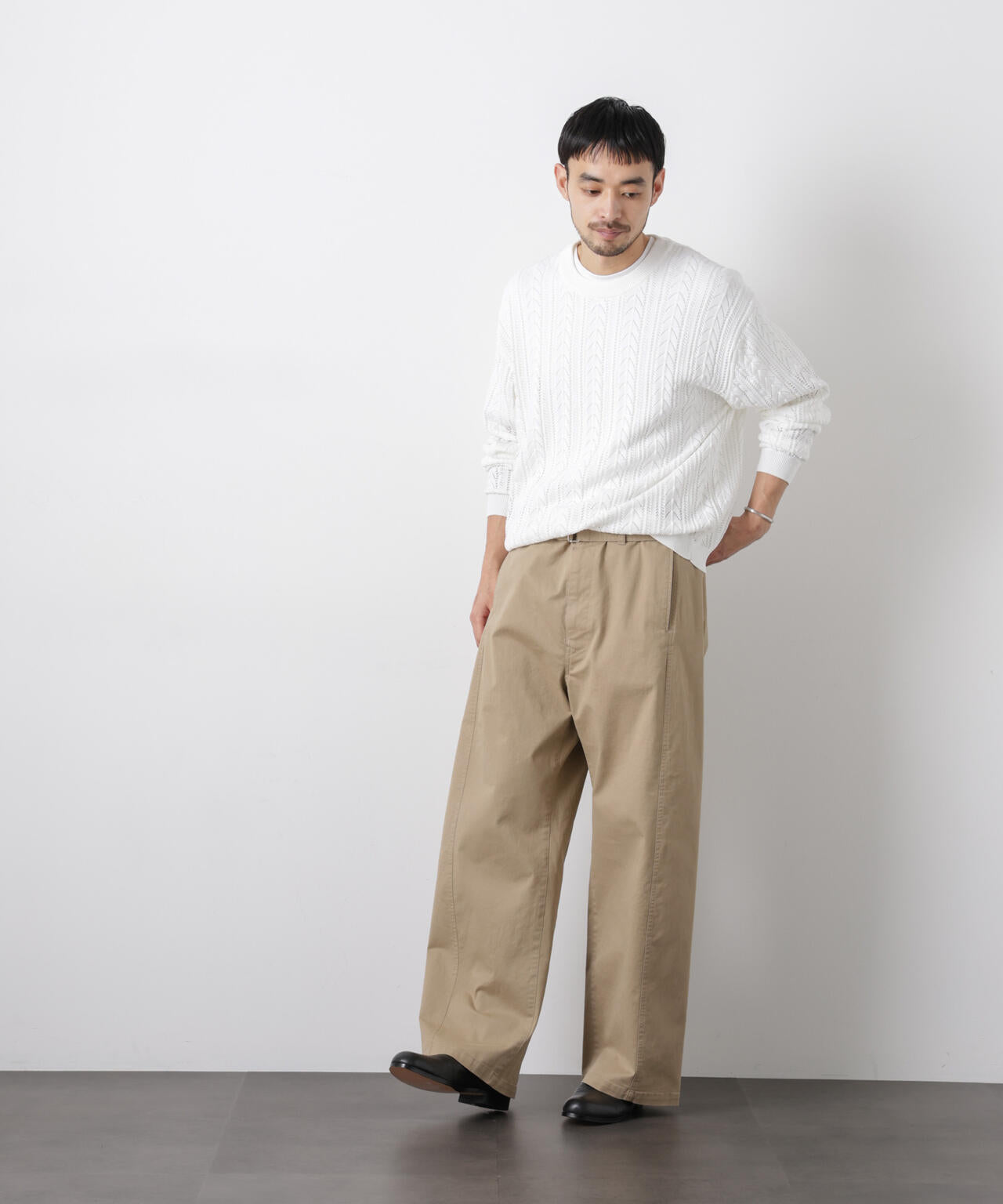 「ASSEMBLANC」コードヤーンシアーケーブルニット