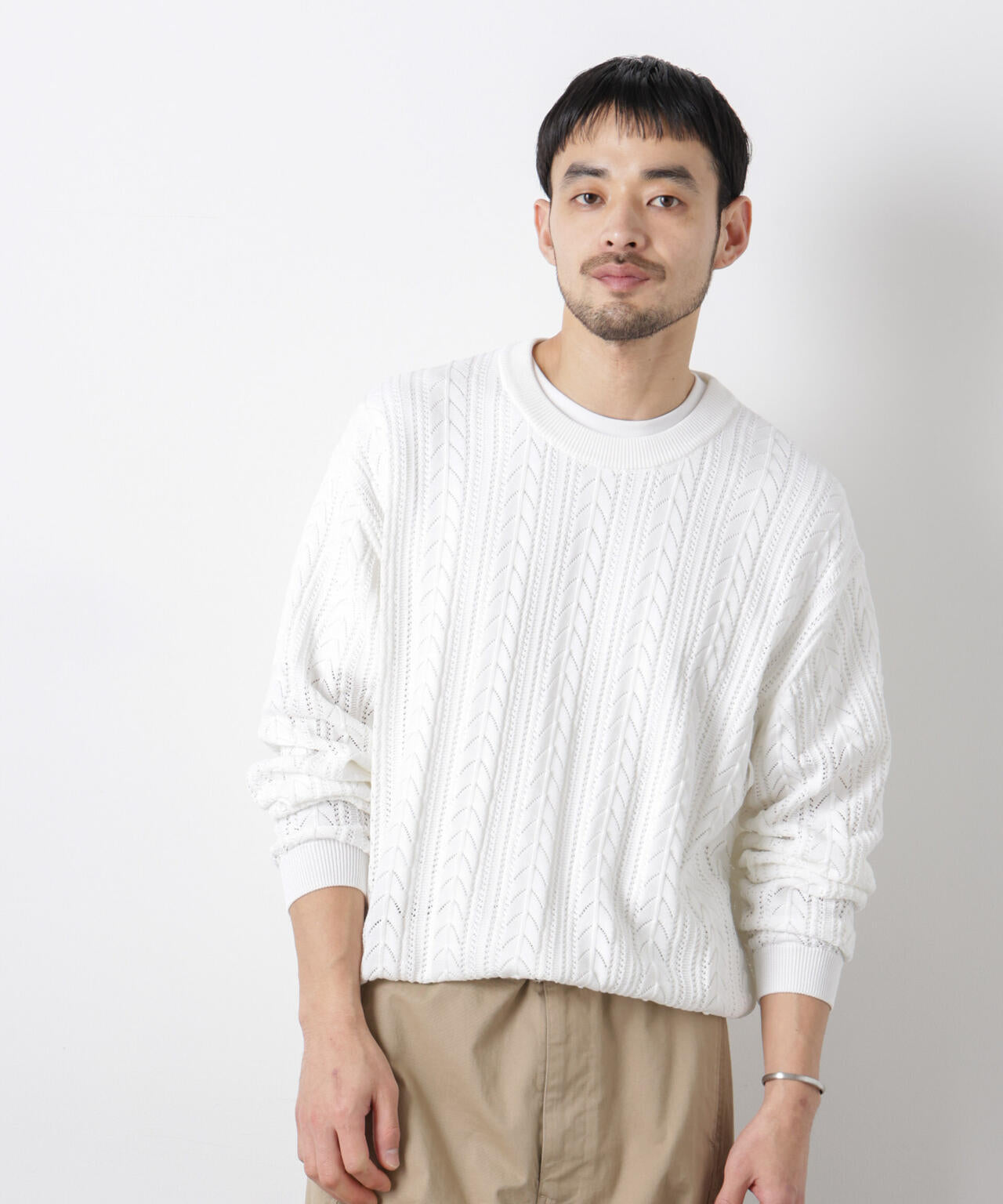 「ASSEMBLANC」コードヤーンシアーケーブルニット