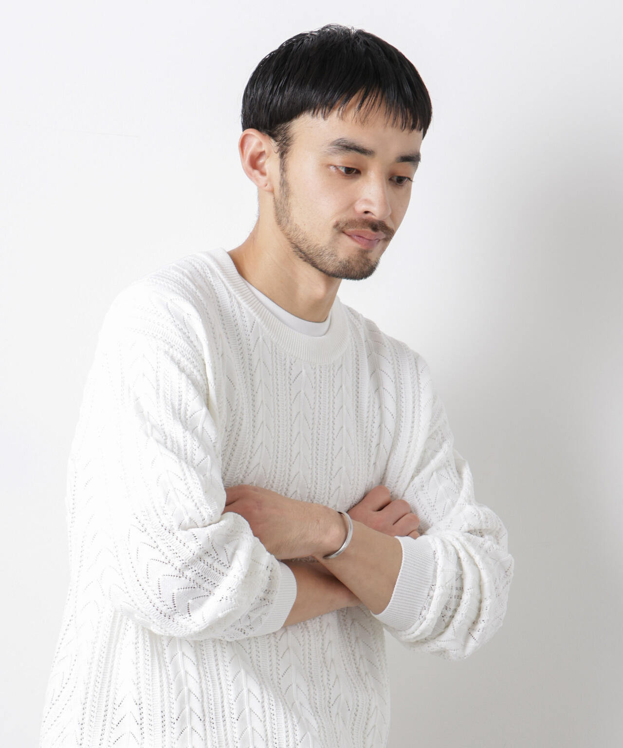 「ASSEMBLANC」コードヤーンシアーケーブルニット