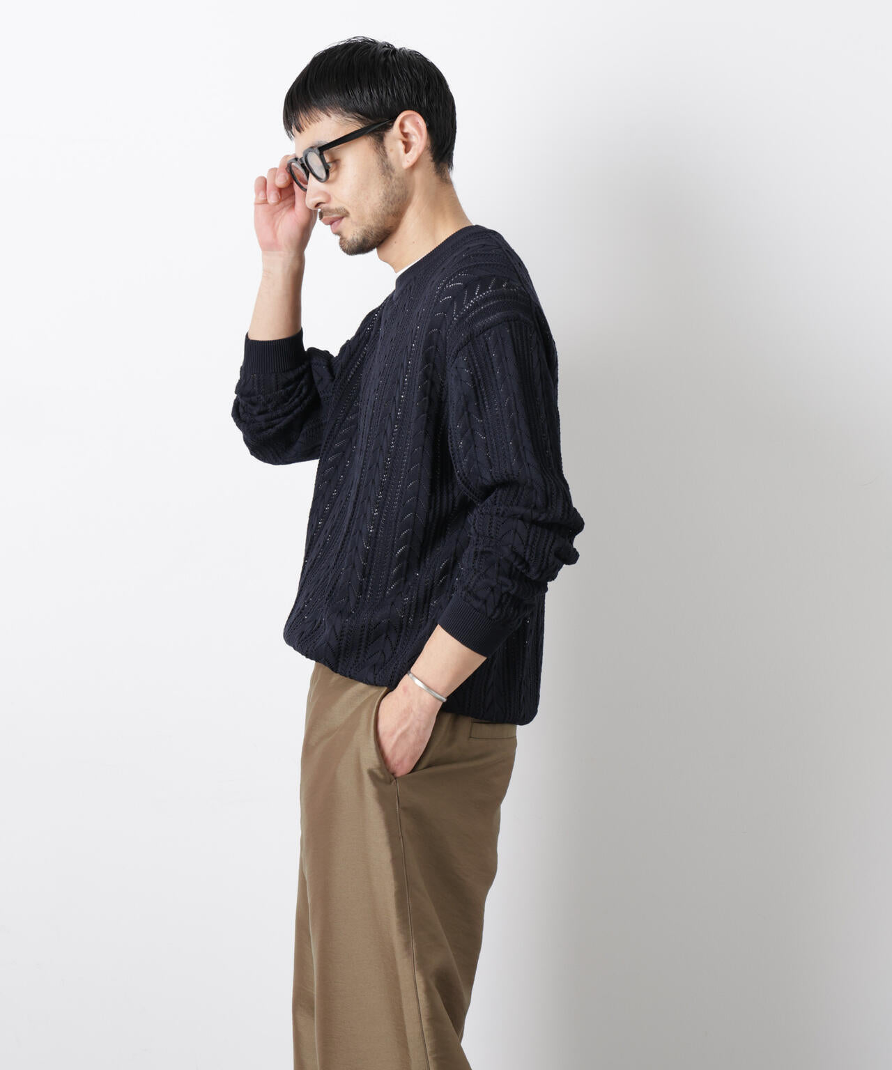 「ASSEMBLANC」コードヤーンシアーケーブルニット