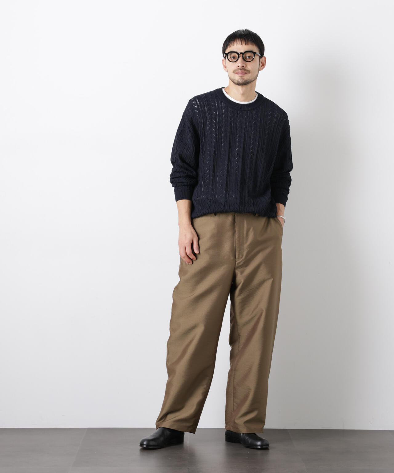 「ASSEMBLANC」コードヤーンシアーケーブルニット