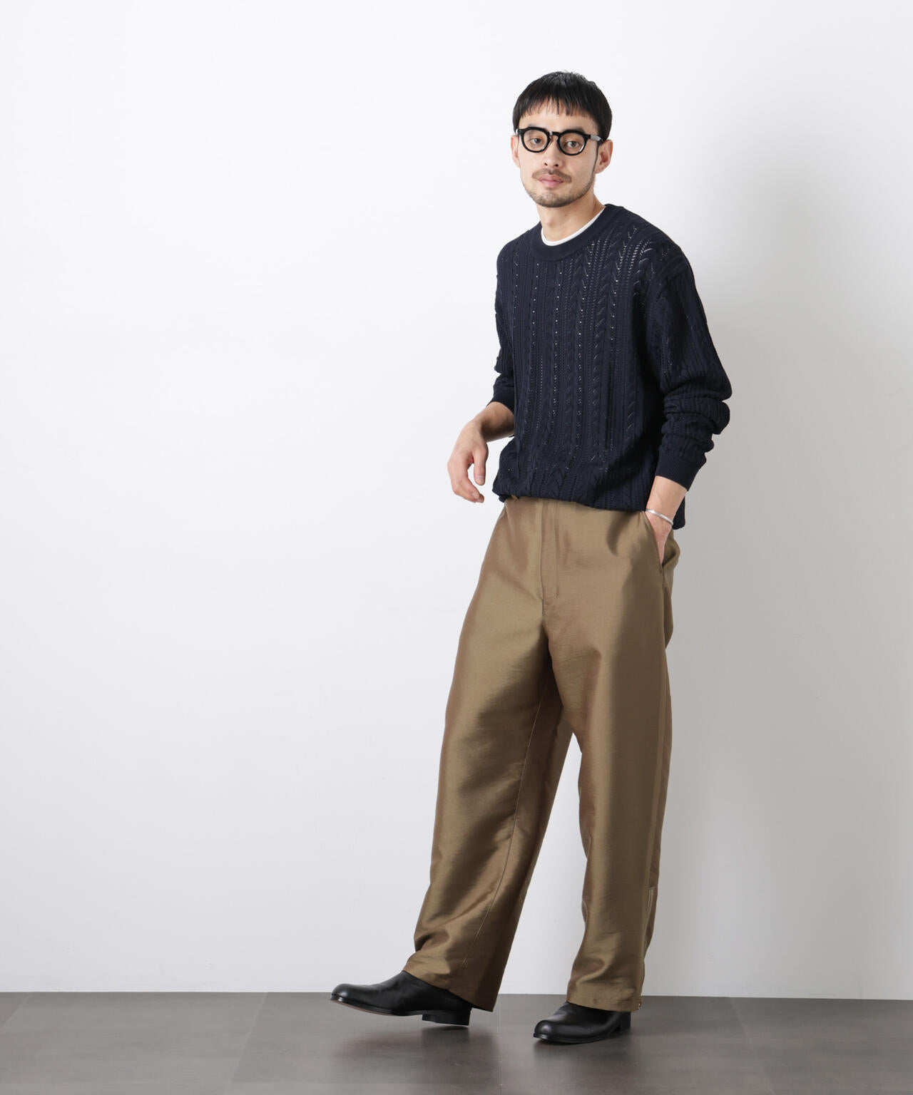 「ASSEMBLANC」コードヤーンシアーケーブルニット