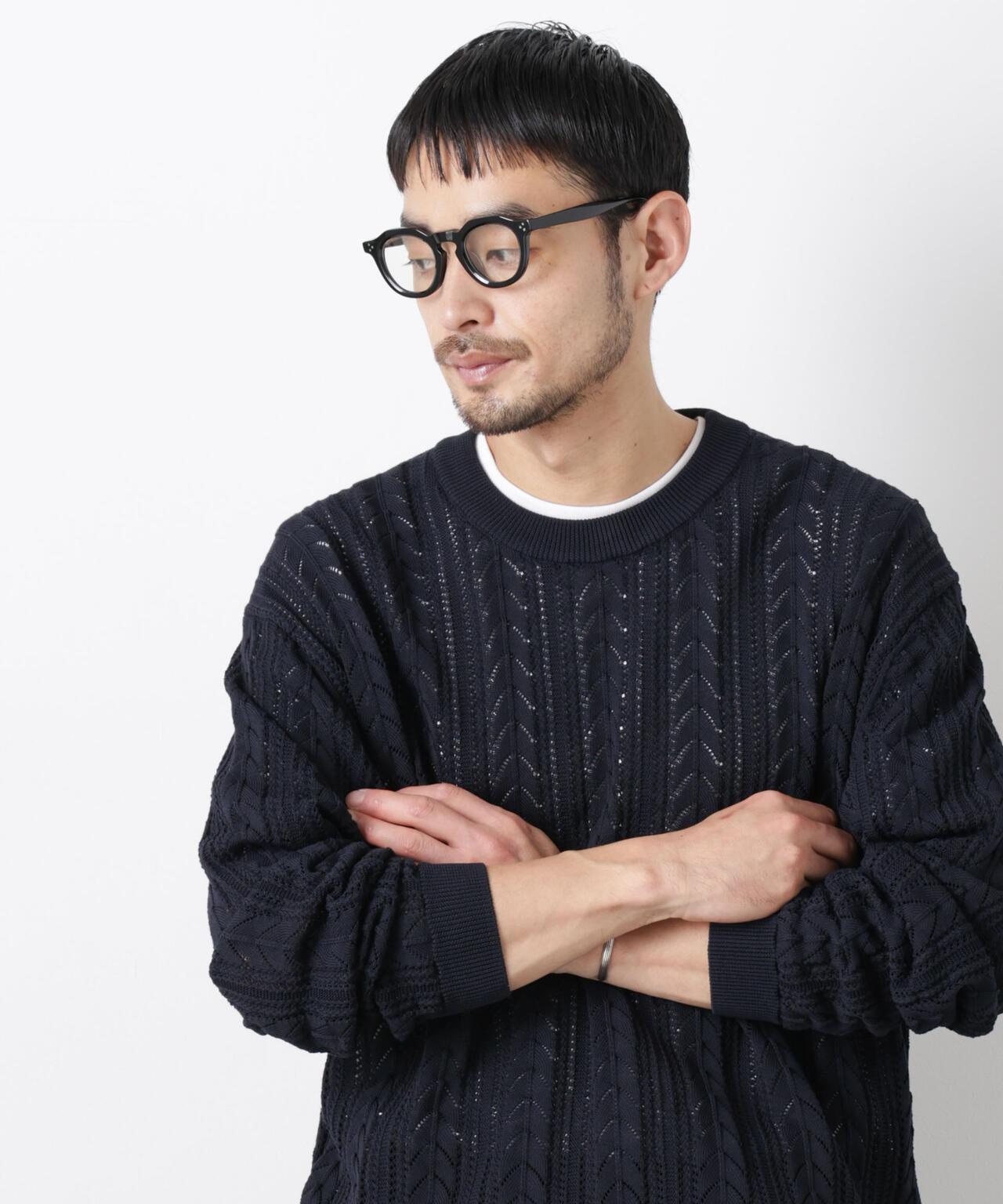 「ASSEMBLANC」コードヤーンシアーケーブルニット