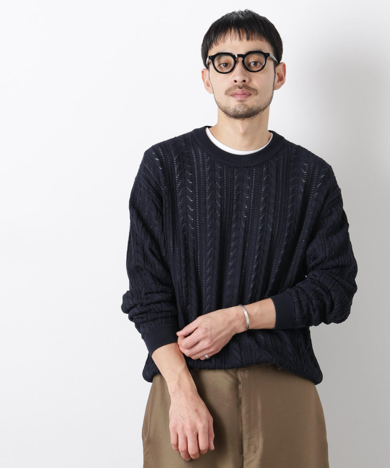 「ASSEMBLANC」コードヤーンシアーケーブルニット