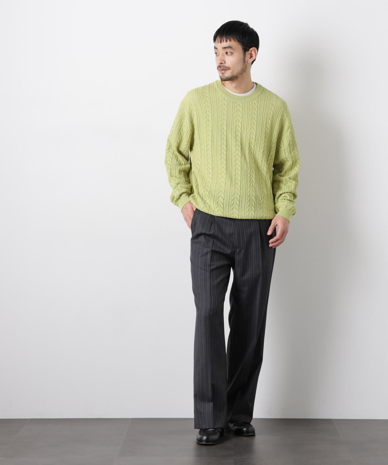 「ASSEMBLANC」コードヤーンシアーケーブルニット