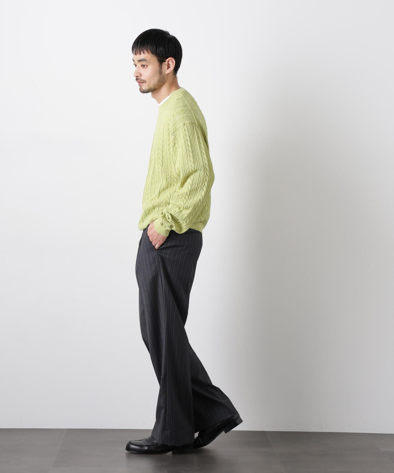 「ASSEMBLANC」コードヤーンシアーケーブルニット