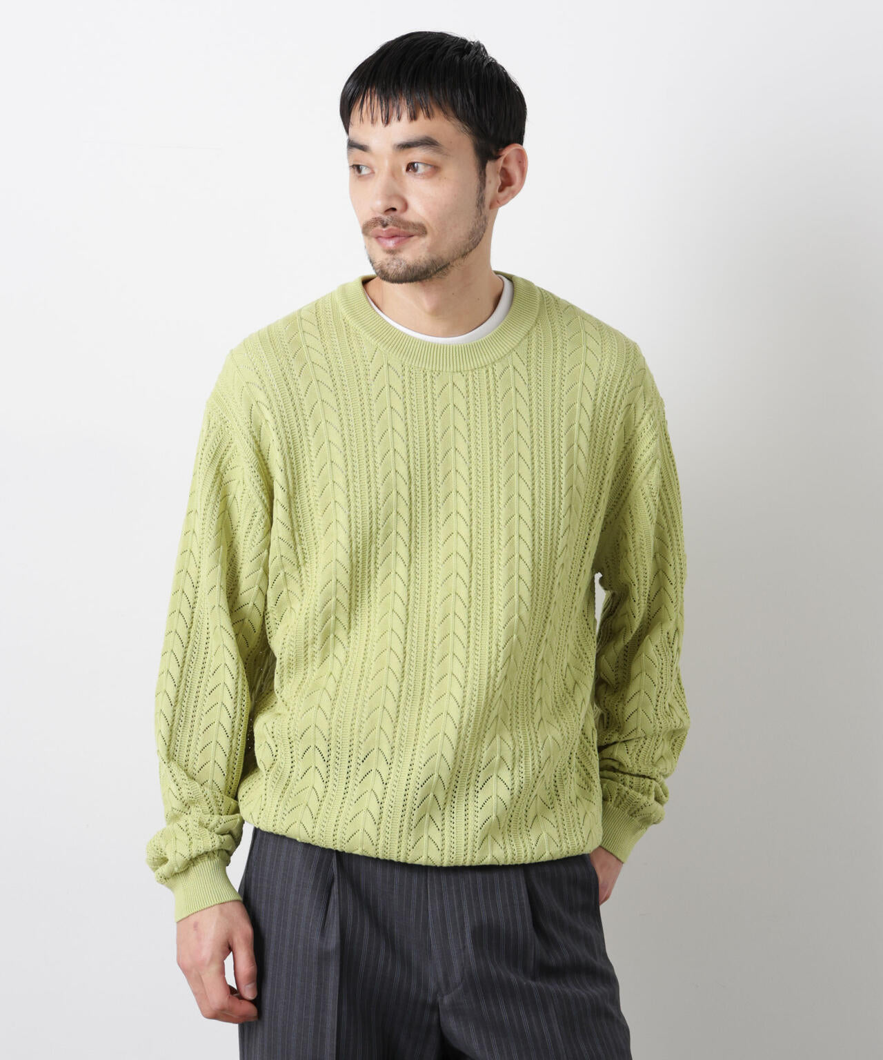 「ASSEMBLANC」コードヤーンシアーケーブルニット