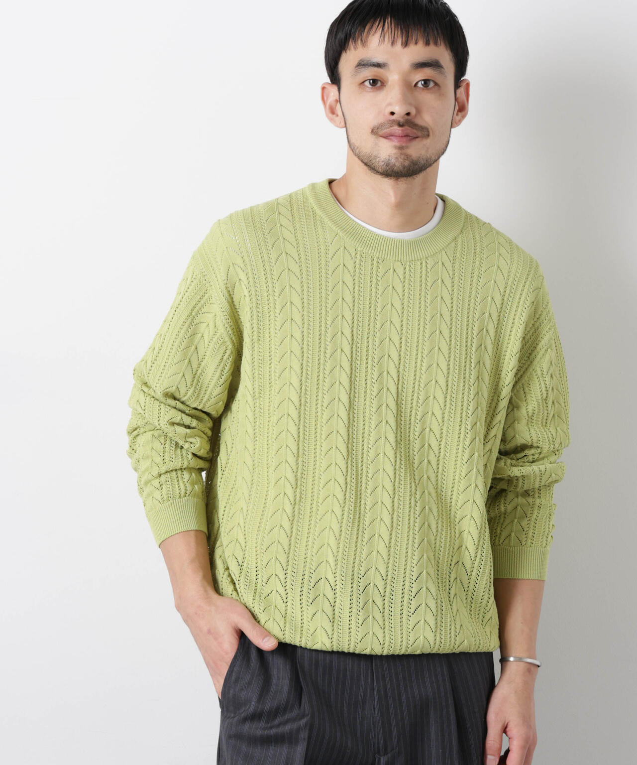 「ASSEMBLANC」コードヤーンシアーケーブルニット