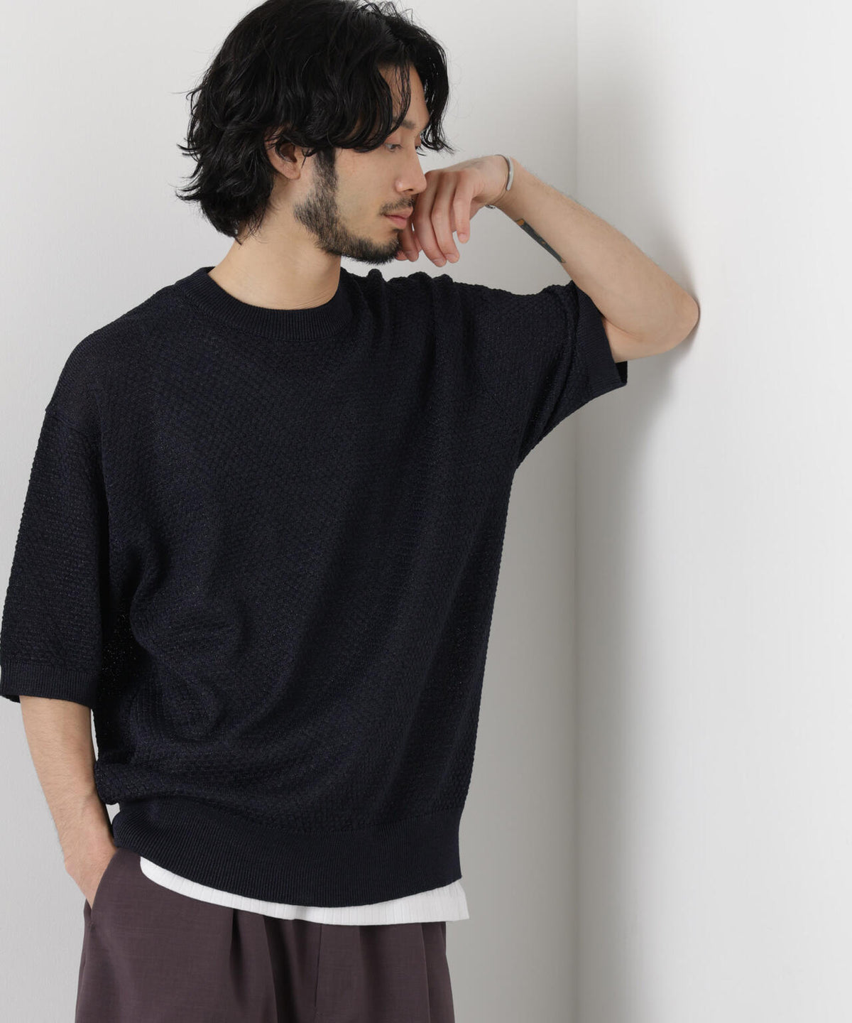 ギマクルーネック ニットTシャツ
