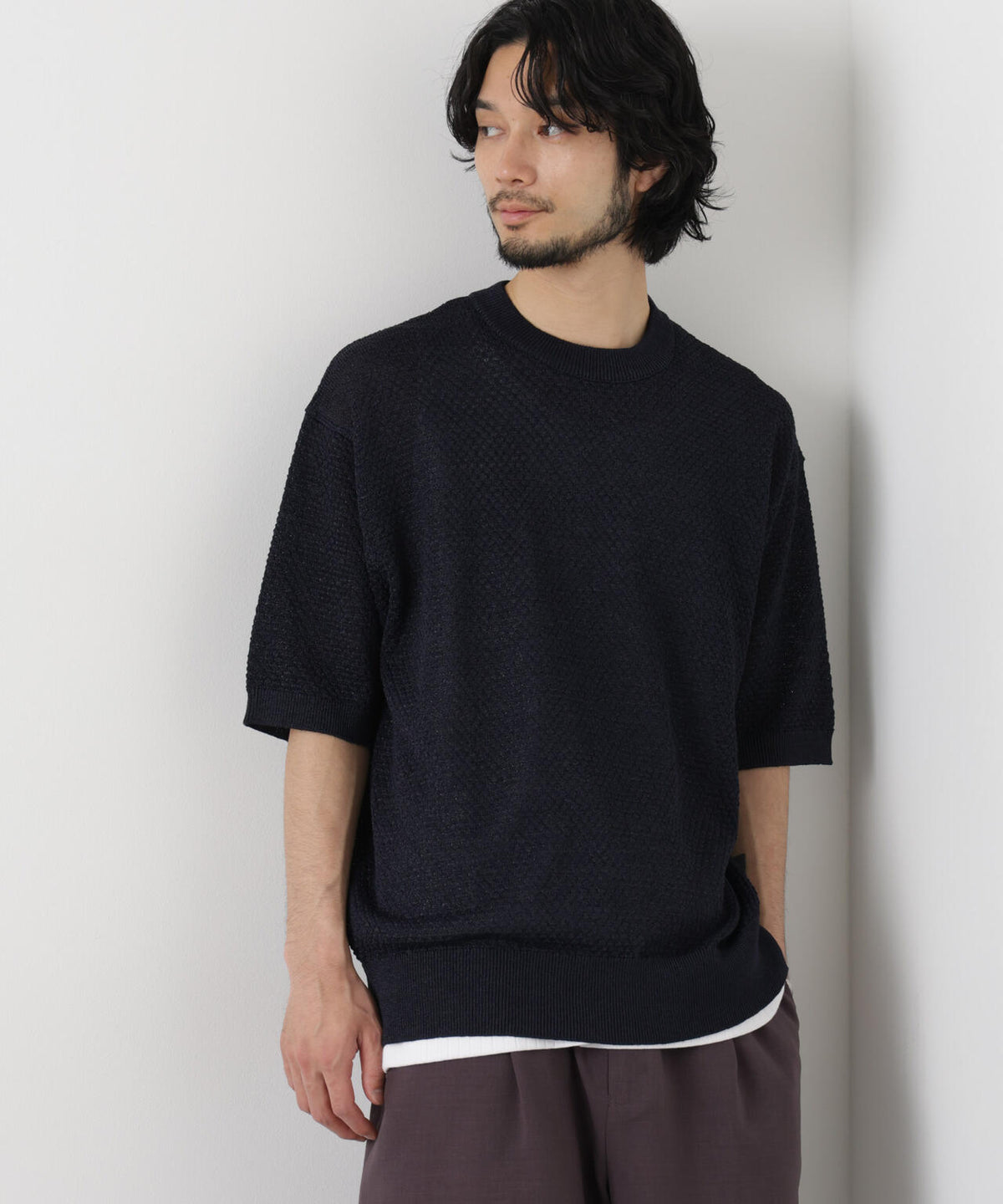 ギマクルーネック ニットTシャツ