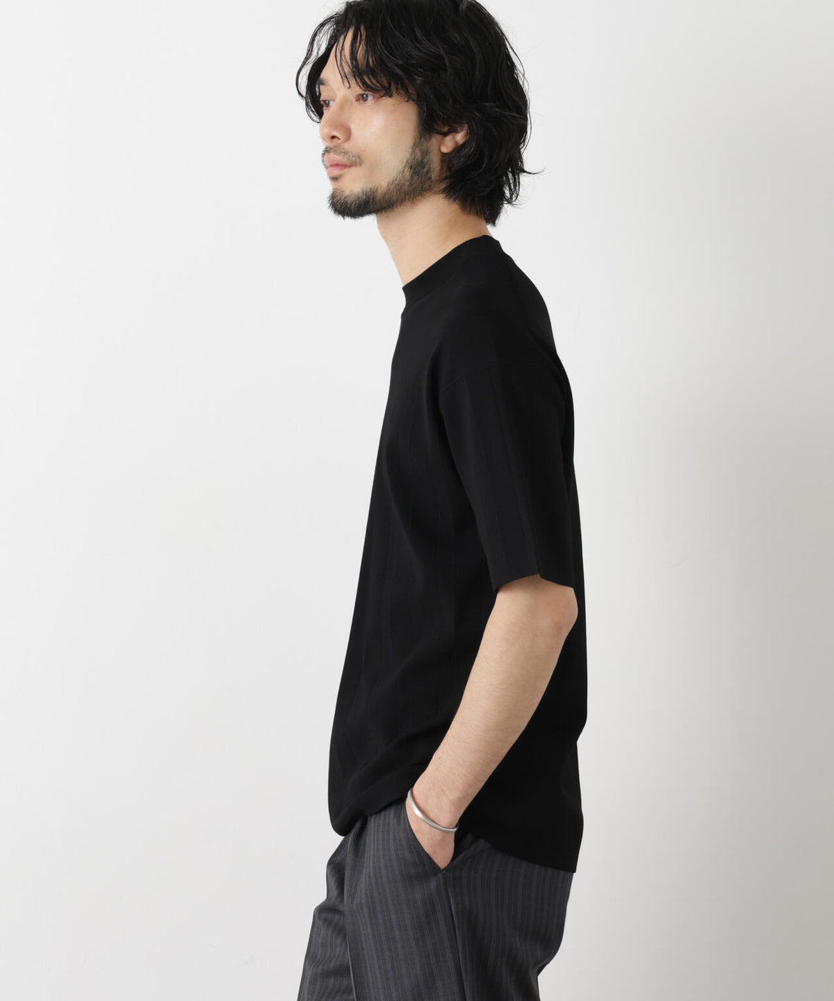 「ASSEMBLANC」 針抜きクルーネックニット