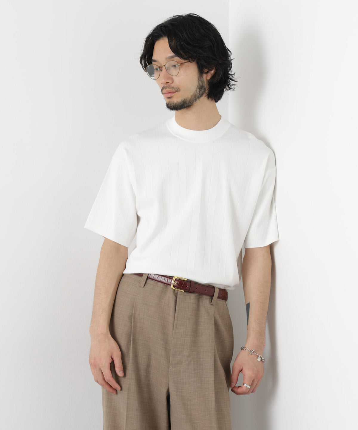 「ASSEMBLANC」 針抜きクルーネックニット