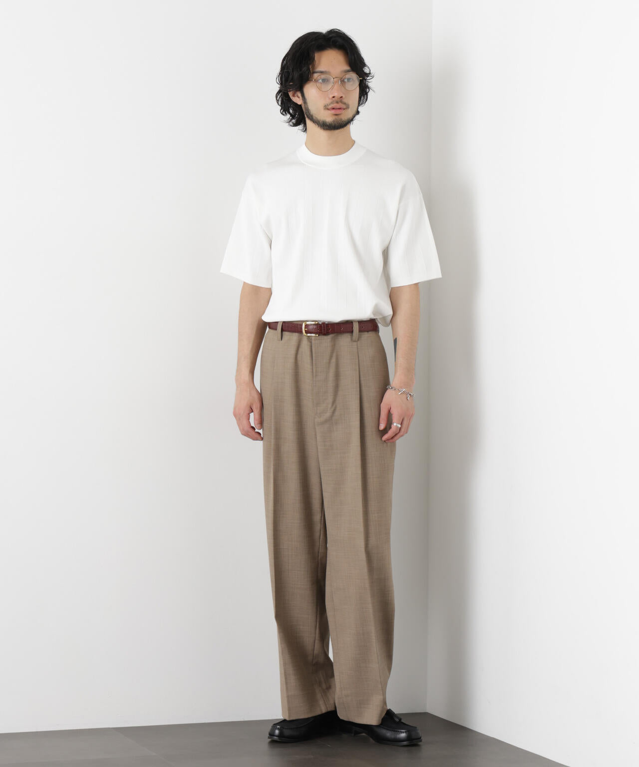 「ASSEMBLANC」 針抜きクルーネックニット