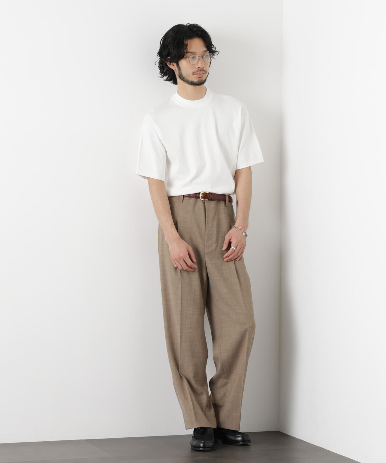 「ASSEMBLANC」 針抜きクルーネックニット