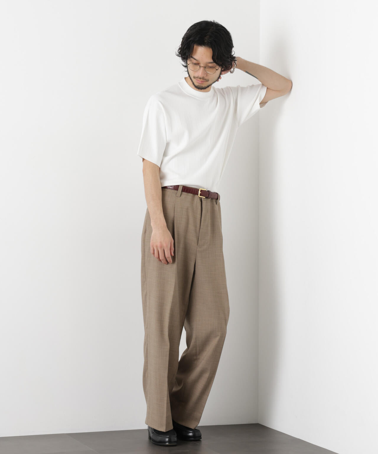 「ASSEMBLANC」 針抜きクルーネックニット