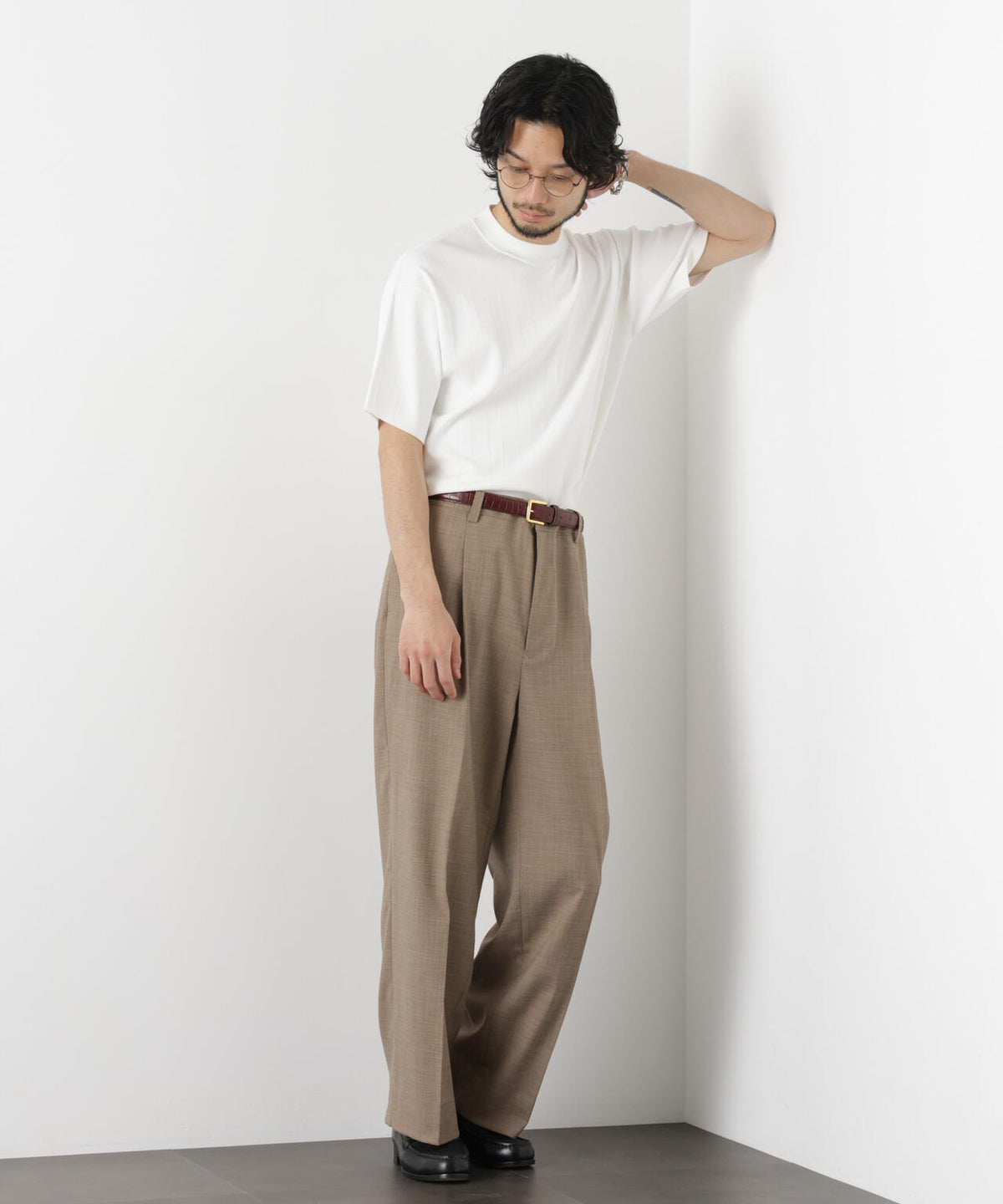 「ASSEMBLANC」 針抜きクルーネックニット