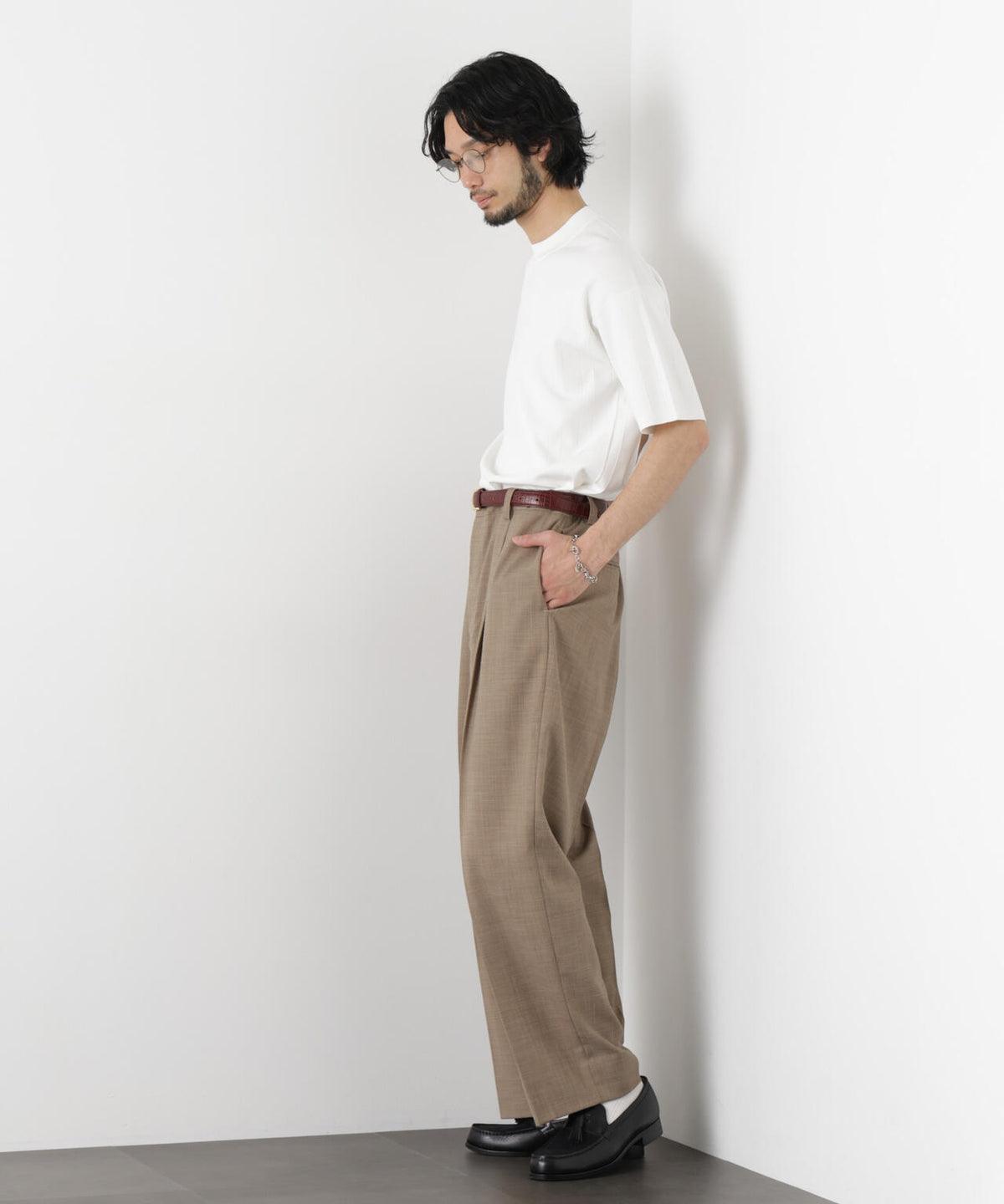 「ASSEMBLANC」 針抜きクルーネックニット