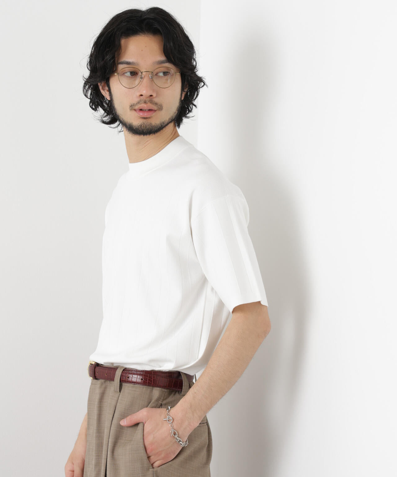 「ASSEMBLANC」 針抜きクルーネックニット