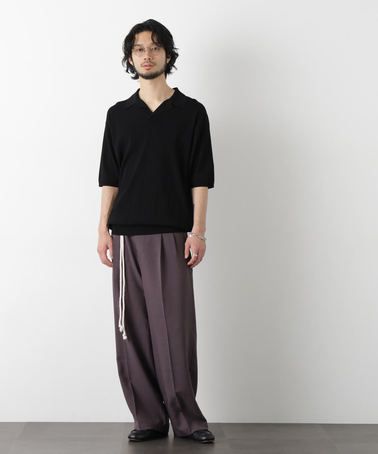 「ASSEMBLANC」 針抜きスキッパーポロ