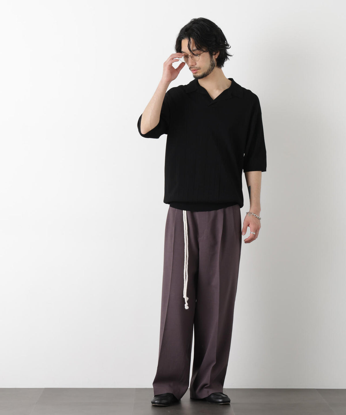 「ASSEMBLANC」 針抜きスキッパーポロ
