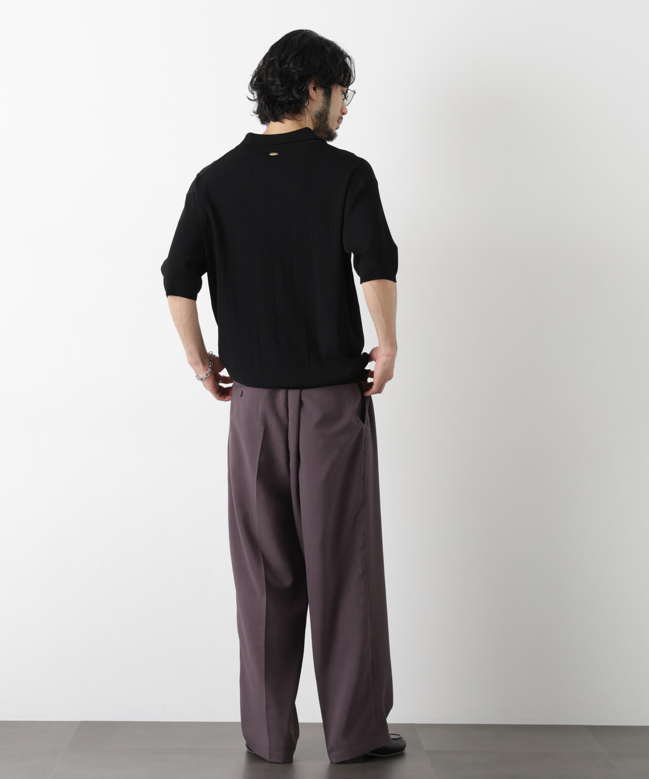 「ASSEMBLANC」 針抜きスキッパーポロ