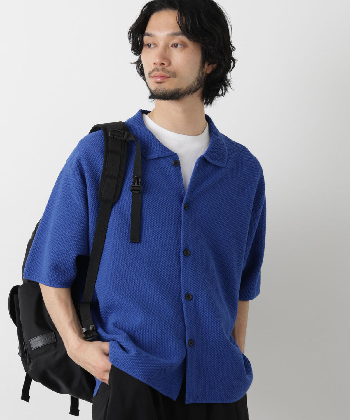 コットンシードステッチニットシャツ