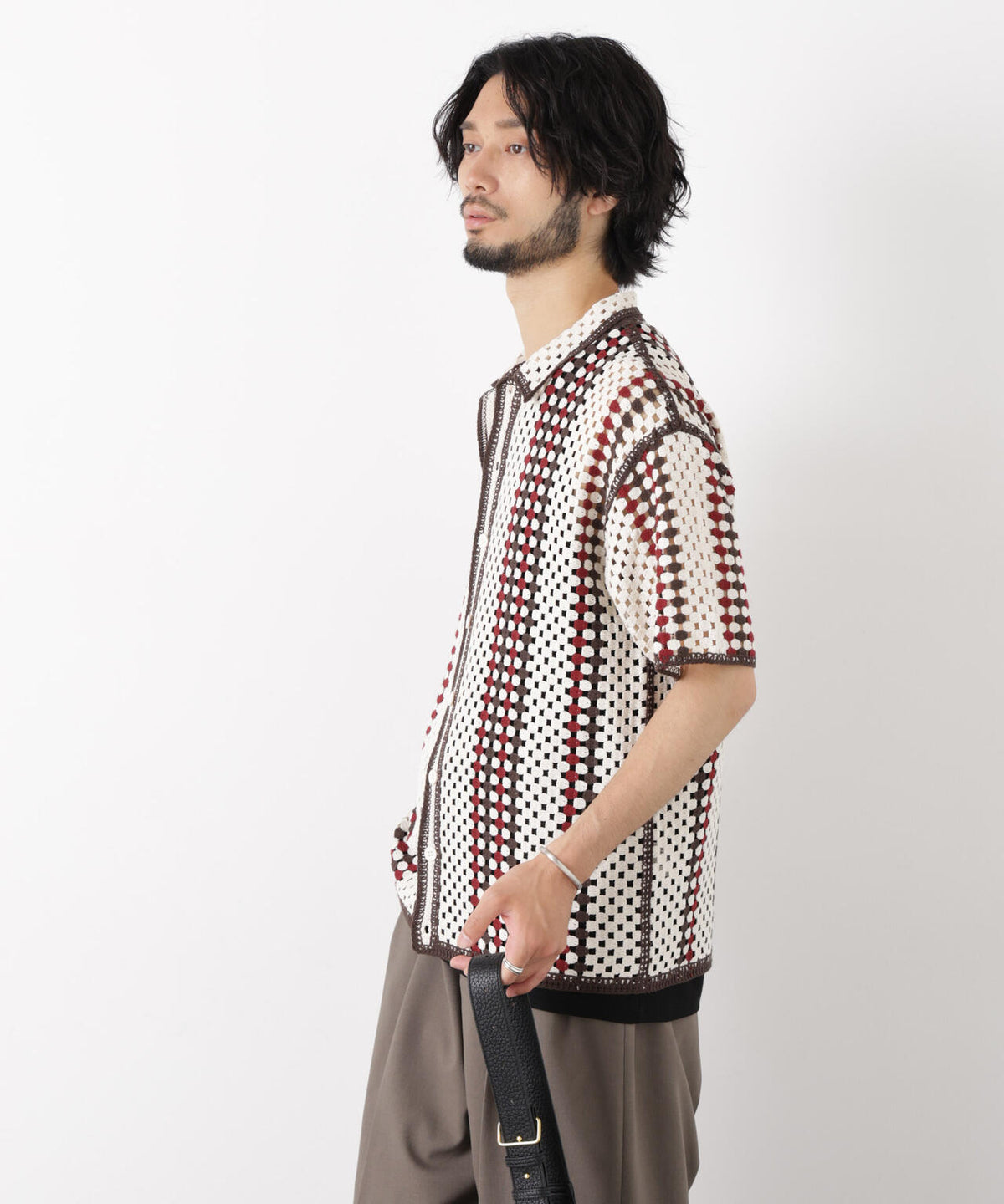 ラッセル編みニットシャツ