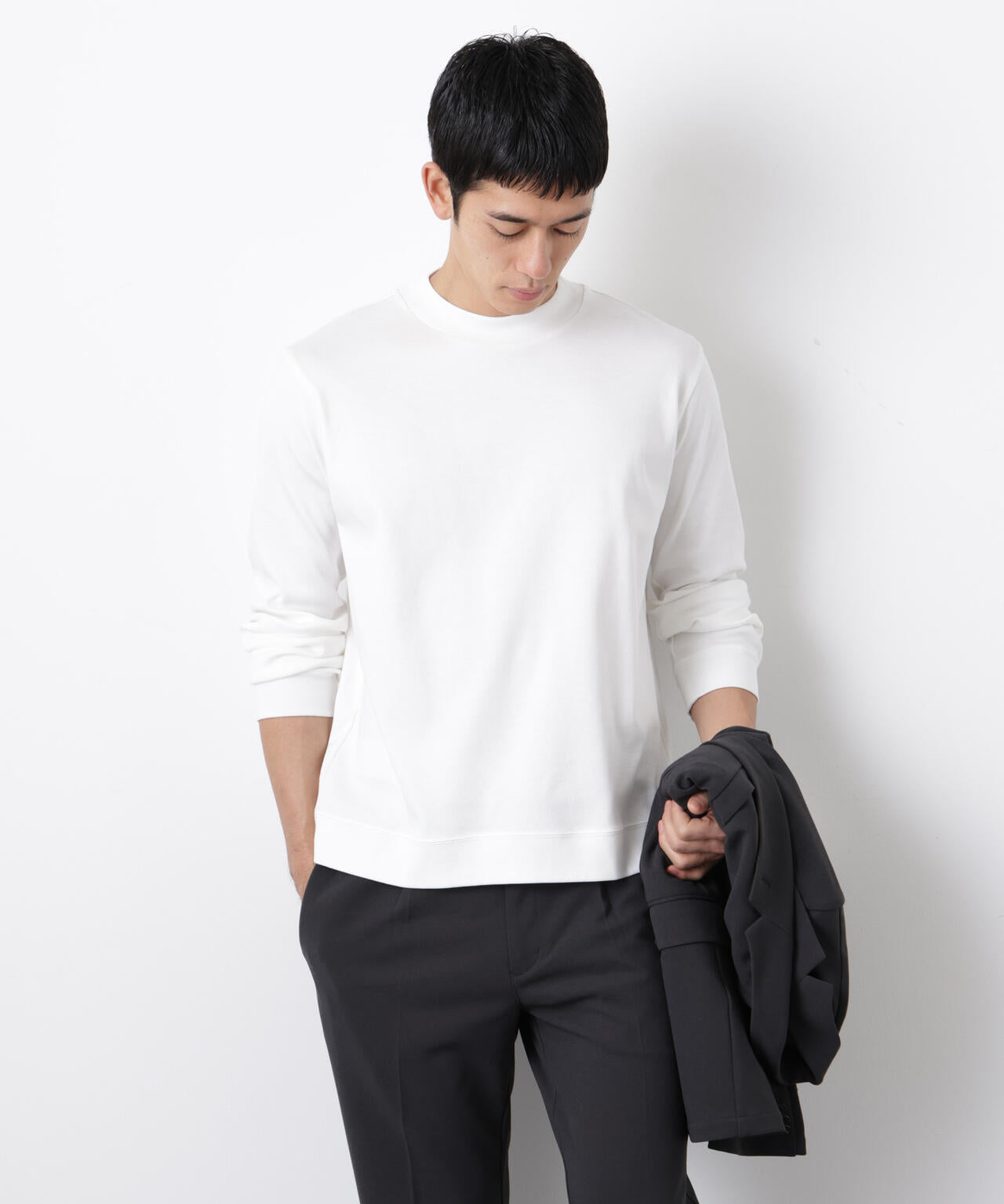 「FORMAL JERSEY」モックネックカットソー長袖
